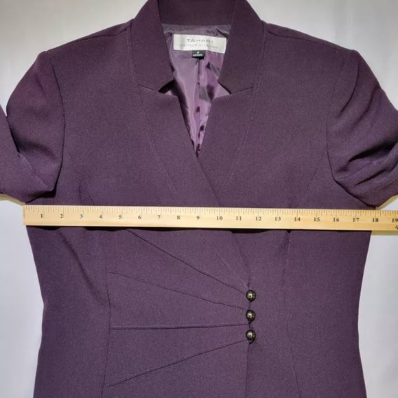 Tahari Arthur S Levine Blazer Jacket Womens Size 6 Dark Purple Shoulder Pads - Picture 7 of 10